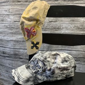 2 Leader distressed lady caps